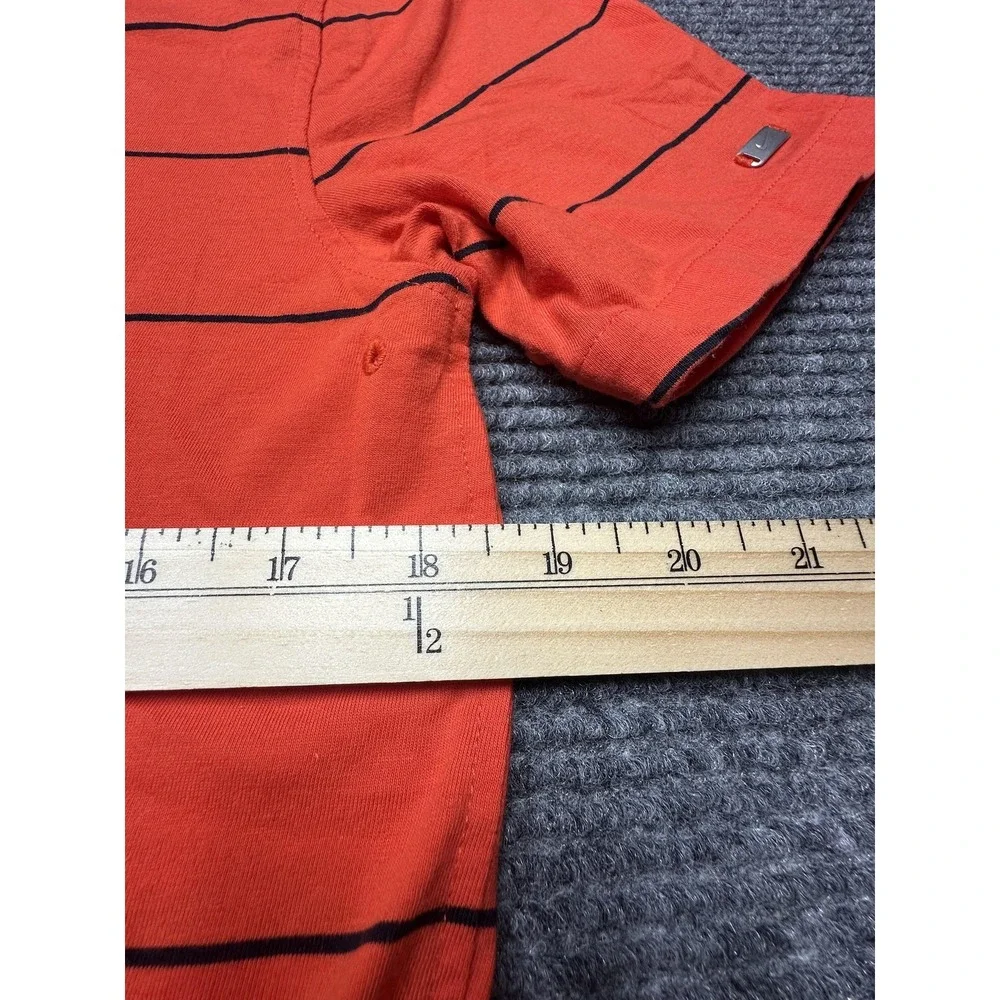 Nike‎ Polo Shirt Mens Small Orange Black Striped Dri-Fit Golf Performance